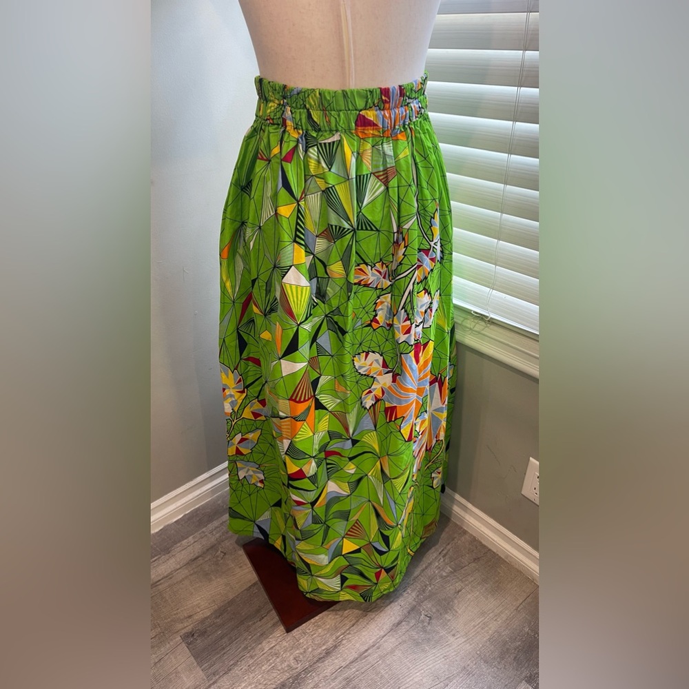 Women's African Print High Waist Pleated‎ Maxi Skirt - Picture 4 of 6
